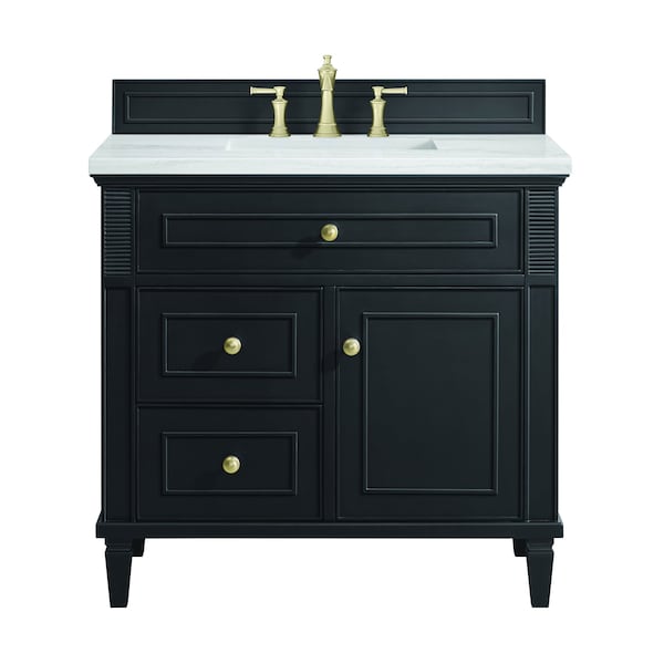 James Martin Vanities 36'' Single Vanity, Black Onyx w/ 3 CM Arctic Fall Solid Surface Top 424-V36-BKO-3AF - main